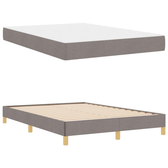 Boksfjær Seng Taupe Brun 140 x 190 cm Stoff konstruert tre