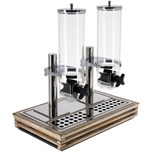 VEGA Müslidispenser komplett Natchez dobbel GN 1/1; Størrelse GN 1/1, 57.5x37x65 cm (LxBxH); Vintagehvit/Transparent/Stålgrå; Rektangulær