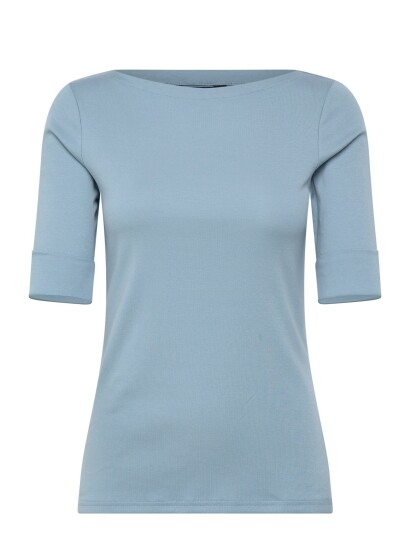 Lauren Ralph Lauren Stretch Cotton Boatneck Tee Blue L