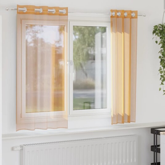 Voilegardiner med grommets 2 stk oransje 140x140 cm 8721158551054