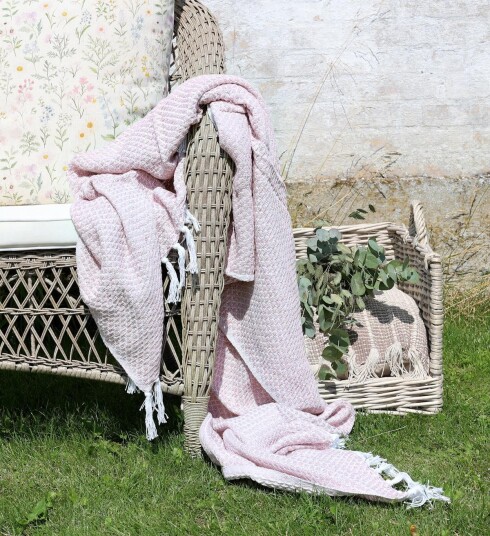 Chic Antique Bomullspledd rosa resirkulert 130x150