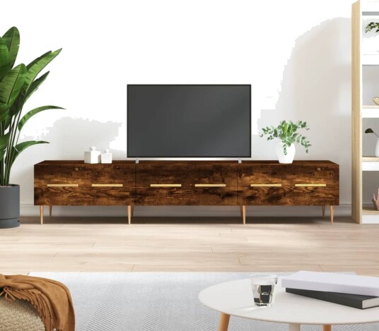 TV benk røkt eik 150x36x30 cm konstruert tre TV benk røkt eik 150x36x30 cm konstruert tre