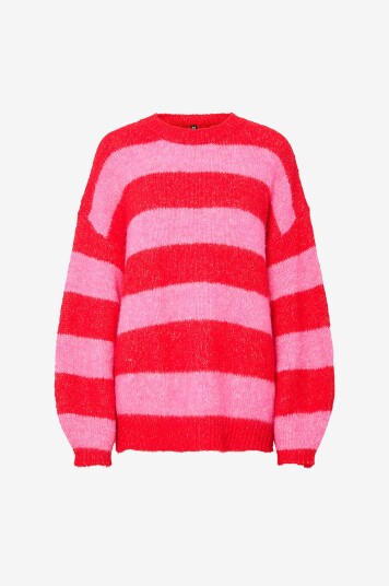 pieces Pullover pcRasmine LS Oneck Knit Pwp BC Rød