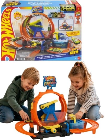 Hot Wheels City Mega Loop Car Wash Bilvask Med Color Shifters-Bil Hot Wheels City Mega Loop Car Wash Bilvask Med Color Shifters-Bil