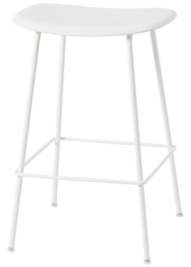 Muuto Fiber Bar Stool Tube Base 65 cm Natural White/White