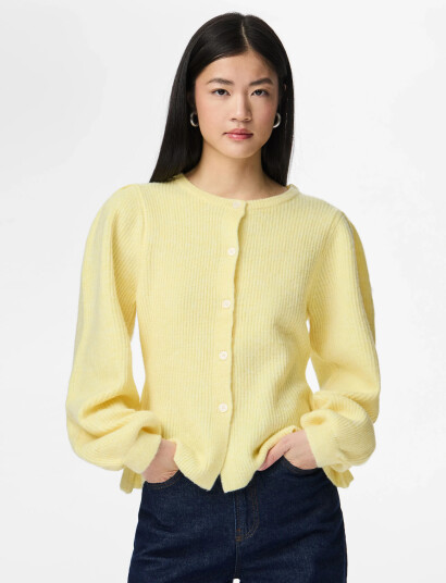 Pieces Pcsilly Ls Puff Knit Cardigan Noos Bc Yellow S Pieces Pcsilly Ls Puff Knit Cardigan Noos Bc Yellow S