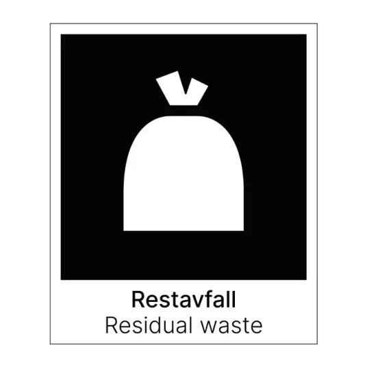 Kildesortering Restavfall - Norsk og engelsk tekst 20x30cm 20