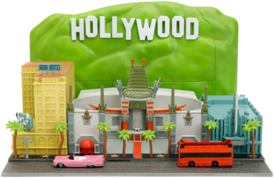 Nanoscene Hollywood Rides  Walk of Fame with Hollywood Sign and 2 Vehicles