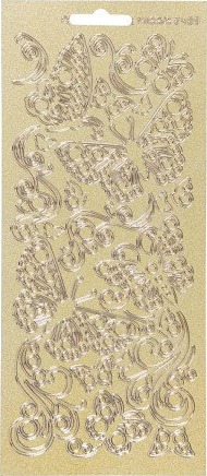 Diverse Klistremerker sommerfugler ark 10x23 cm gull 1 ark