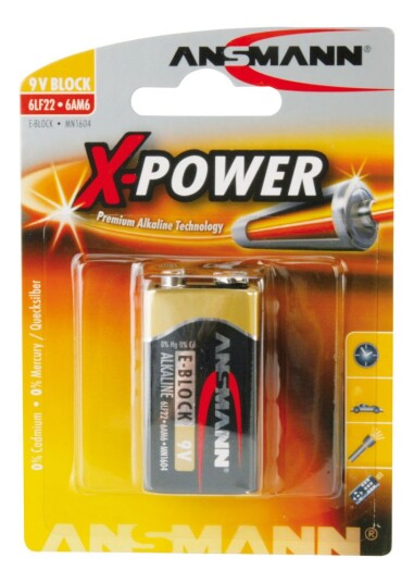Ansmann X-Power 9V Alkalisk Batteri 22 stk 6LF22 Ansmann X-Power 9V Alkalisk Batteri 22 stk 6LF22