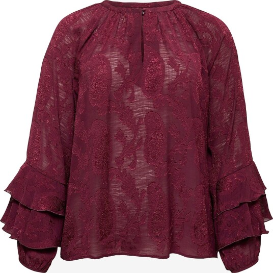 Vero Moda Curve Bluse Vmctilly Tina Ls Top Wvn Cur Rød
