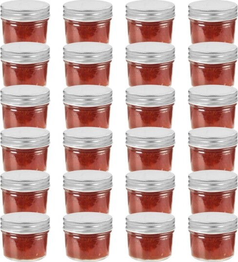 Syltetøyglass med sølve lokk 24 stk 110 ml 50792 Syltetøyglass med sølve lokk 24 stk 110 ml 50792