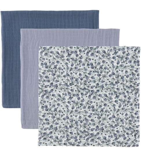 Sebra Muslin Babyteppe 3 pk Blue Olive Sebra Muslin Babyteppe 3 pk Blue Olive