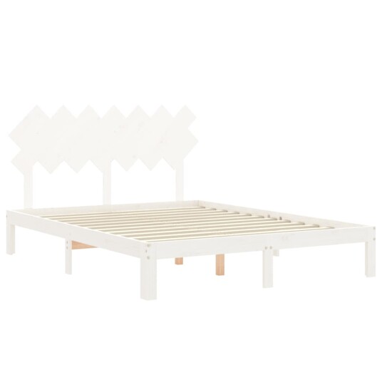 vidaXL Sengeramme med hodegavl hvit 5FT King Size heltre