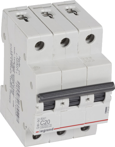 Legrand 4 stk RX³ MCB automatsikring C20 3P 3M 6kA