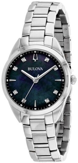 Bulova Dameklokke 96P198 Diamond Sort/Stål Ø32 mm Bulova Dameklokke 96P198 Diamond Sort/Stål Ø32 mm