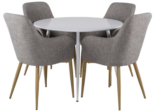 Venture Design Plaza & Comfort spisegruppe Hvit/grå 4 st stoler & bord 100 cm