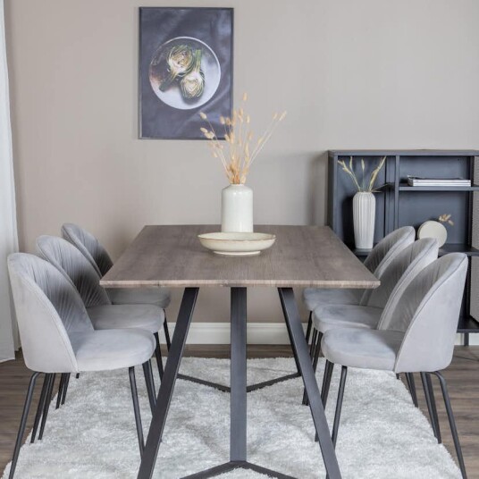 Venture Home Spisegruppe Venture Home Madde med 6 Wrigley Stoler Fløyel GR20268