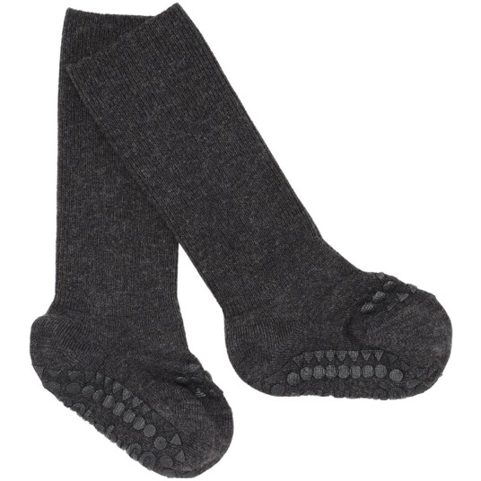 Gobabygo Dark Grey Melange Non-Slip Strømper Bambus 27-30