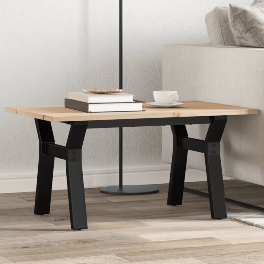 Salongbord Y-ramme 80x50x40 cm heltre furu og støpejern 3282706