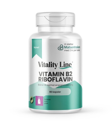Vitality Line B2 Riboflavin 100 mg 90 kapsler Vitality Line B2 Riboflavin 100 mg 90 kapsler