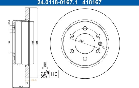 ATE 24.0118-0167.1 Bremseskive