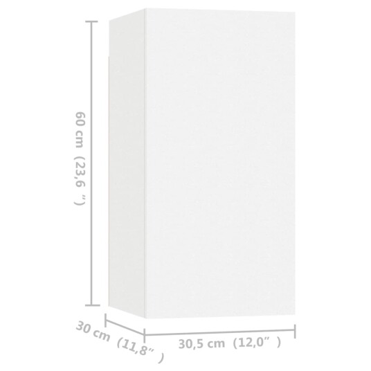 vidaXL TV-benker 4 stk hvit 30,5x30x60 cm sponplate