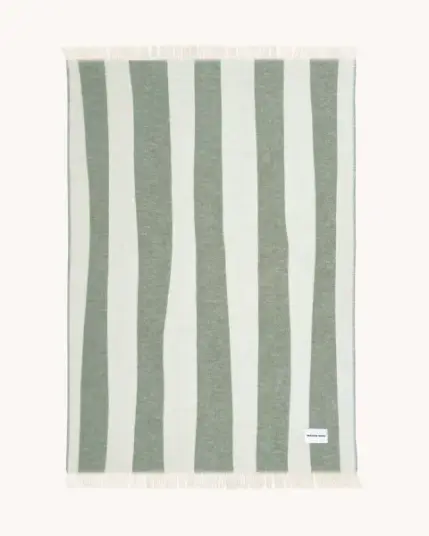 Maison Deux Rough Stripe Pledd Krem/Agave