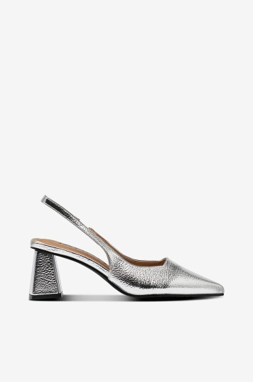 Bianco Pumps biaMaralyn Slingback Metallic Sølv Bianco Pumps biaMaralyn Slingback Metallic Sølv