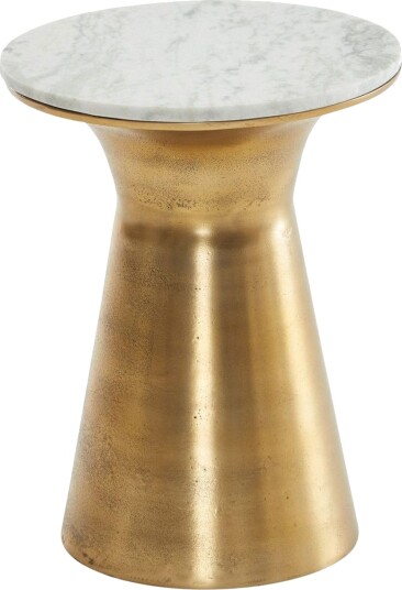 Sidebord Wohnling Ekte marmor, rund, 35 cm, gyllen base, moderne stil -
