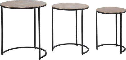 Sidebord Wohnling Sett med 3 runde metall med filigrane metallben industriell -