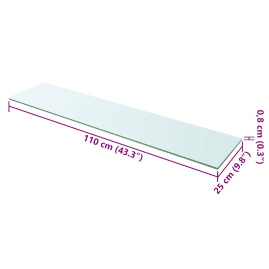 vidaXL Hyllepaneler 2 stk klart glass 110x25 cm vidaXL Hyllepaneler 2 stk klart glass 110x25 cm