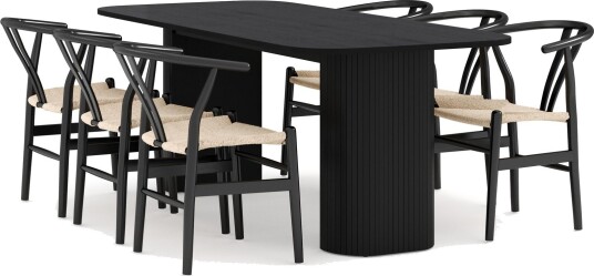 Kopparbo Matgruppe 200 cm med 6 Dastoori Spisestol - Svart