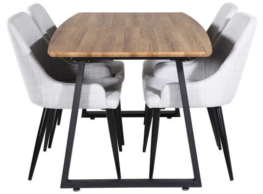Venture Design Inca & Plaza spisegruppe Natur/grå 4 st stoler & bord 160 x 85 cm