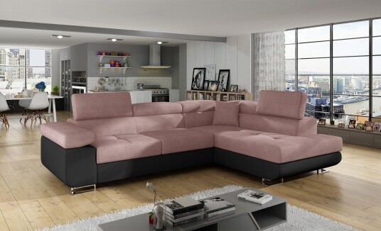 Bobis Sovesofa med Sjeselong Høyre   Rosa/Svart