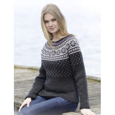 Starry Night Jumper by DROPS Design Genser med nordisk mønster Strikkeoppskrift str S XXXL