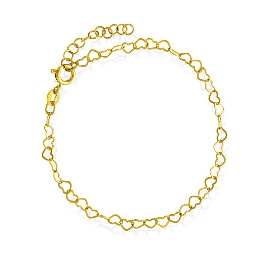 Pan Jewelry Armbånd i 925 forgylt sølv med hjerter 19 cm
