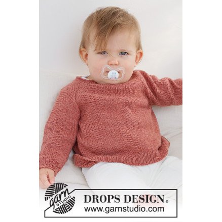 Rosy Cheeks Sweater by DROPS Design Baby Genser Strikkeoppskrift str 0 1 mdr 3 4 år