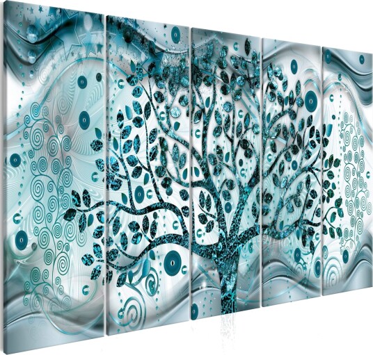Bilde Tree And Waves 5 Parts Blue 225x90 Artgeist sp. z o. o.