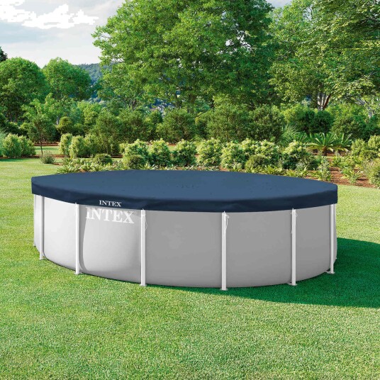 INTEX Bassengdeksel INTEX Ø457 x 20 cm Rund PVC og PET Mørk blå og grå