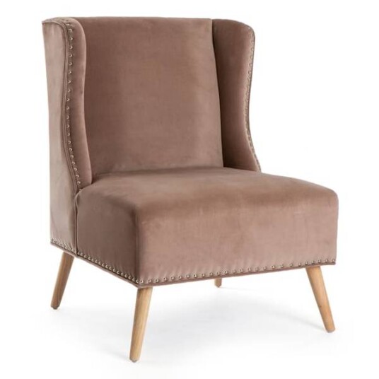 Stol Elegant velour m/sølvnagler mokka Stol Elegant velour m/sølvnagler mokka