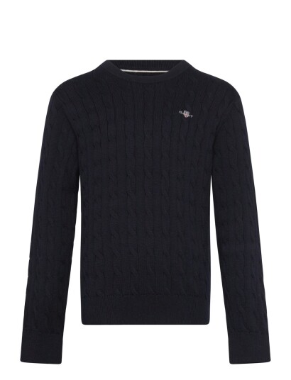 Gant Kids Shield Cotton Cable Neck Sweater Navy 122 Gant Kids Shield Cotton Cable Neck Sweater Navy 122