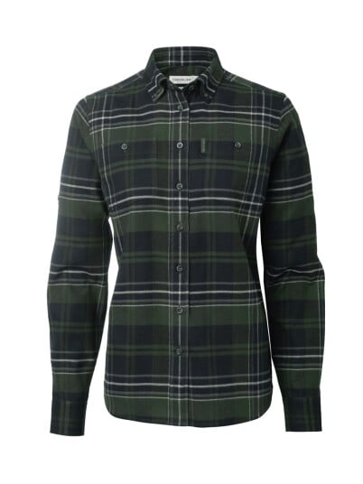Chevalier Heron Flannel Shirt Women October Green Checked 40W