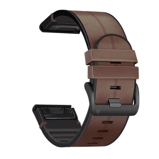 INCOVER Universal Garmin-stropp (26mm) lær- og silikonrem - Brun / svart