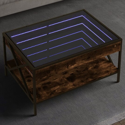 Salongbord med Infinity LED røkt eik 70x50x38 cm 847704