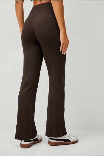Ellos Studio Yogabukse Straight Leg Soft Rib Brun