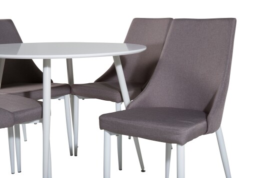 Venture Home Plaza Spisegruppe 100 cm Rund med 4 Leone stoler Grå