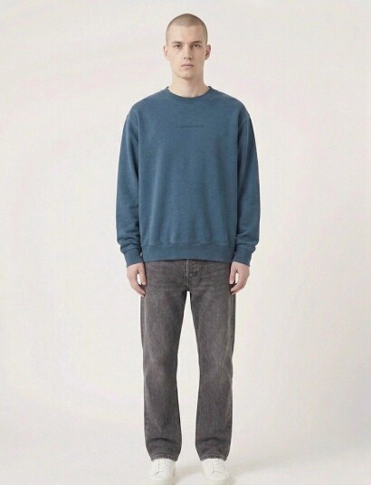 A QUESTION OF Ollie Crewneck Acid Wash   Blue   XXL