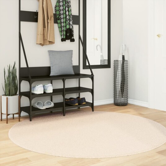 Teppe HUARTE kort luv mykt og vaskbart beige Ø 160 cm