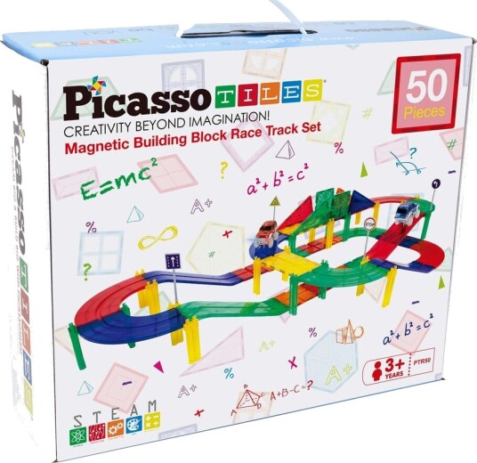 PicassoTiles 50-delt Magnetisk Racerbane Byggeklosser